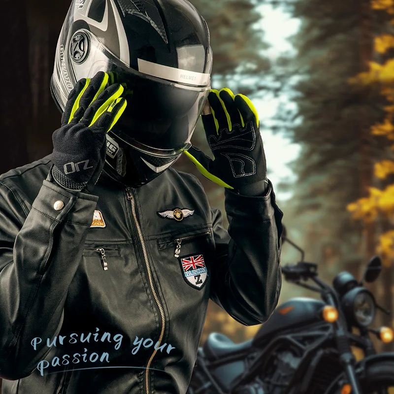 Orz Summer Spring Motorcycle Gloves Anti Fall Breathable Full Finger Protective Gear for Men Electric Scooter Wrist Guard
