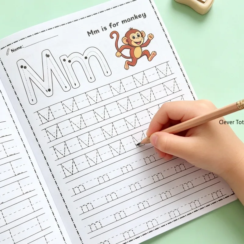 A Control Pen Red Drawing Training Activity Exercise Book for Letters A-Z with Colored Pages Containing Interesting Patterns