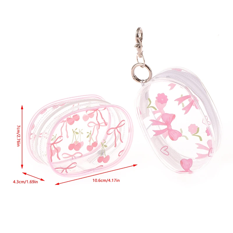 휴대용 미니 지우기 지퍼 보관 가방 키 체인 Bowknot 상자 주최자 이어폰 충전기 만화 인형 장난감 미스터리 가방