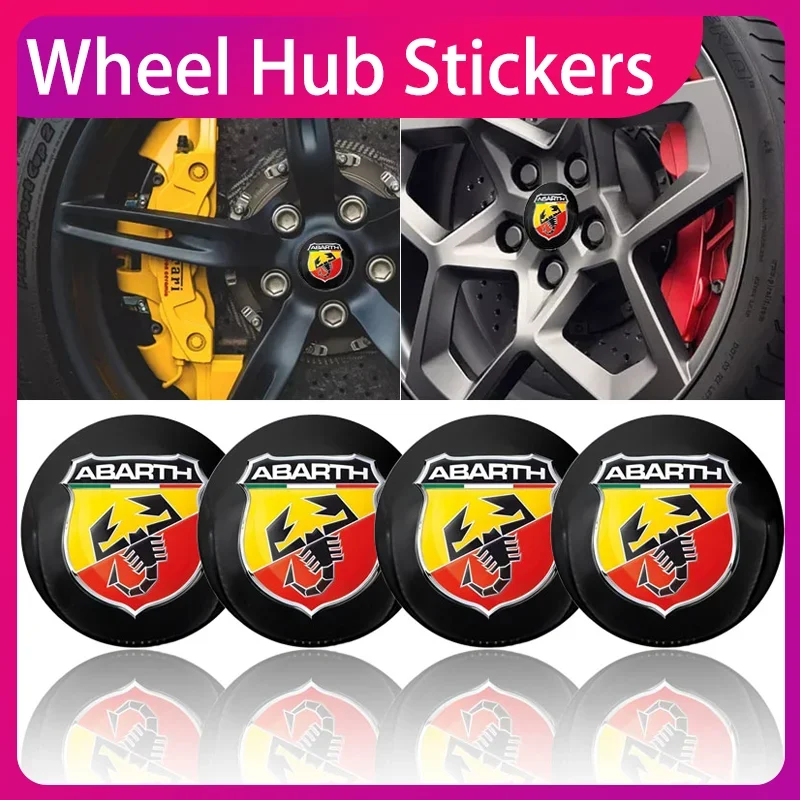 

56mm Car Wheel Center Hub Cap Rim Cover Emblem Wheel Trim decal Stickers For Abbas Abarth Punto 500 Stilo Ducato Car Accessories