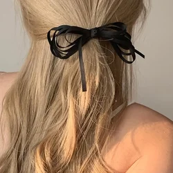 Black Ribbon Bow Hair Clips Vintage Elegant Barrettes Headwear for Girl Women Fashion Hair Accessories New Korean Wholesale