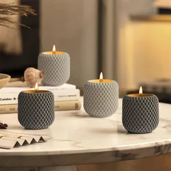 Mesh Circular Candle Holder Silicone Mold, Used For Making Epoxy Resin Mold For Candle Jars And Concrete Flower Pot Mold