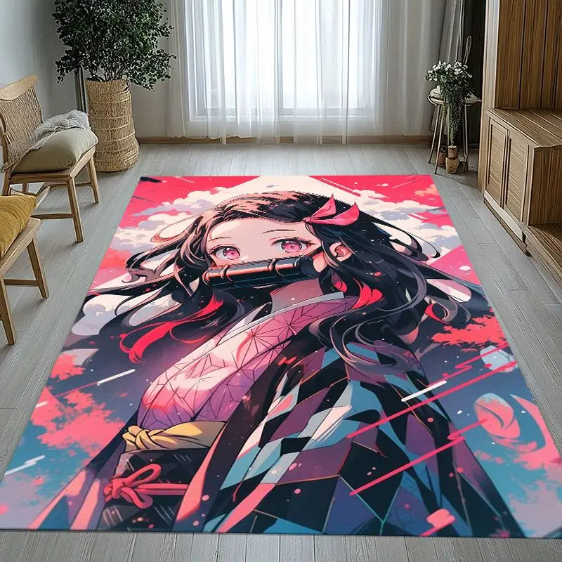 Demon Slayer Kimetsu no Yaiba Tanjiro Nezuko Anime Non-Slip Area Rug for Living Room,Bedroom Carpet Mat for Sofa,Home Decor Gift