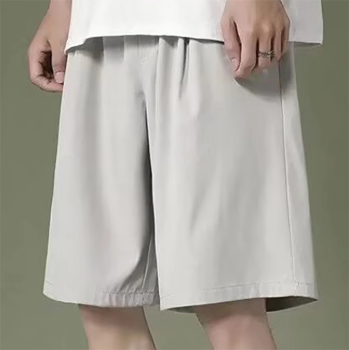 Men's Casual Shorts With Quick Drying Loose Gray Blue Other Color Options Are Available Summer Silk Five Quarter Pants