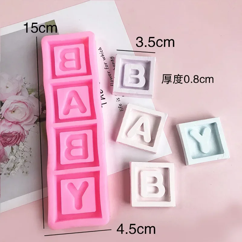 Silicone Square Letter Cake Mold Mould Baby Letter Baking Tool Plaster Chocolate Flip Moulds Candle Mold Cake Decorating Tools