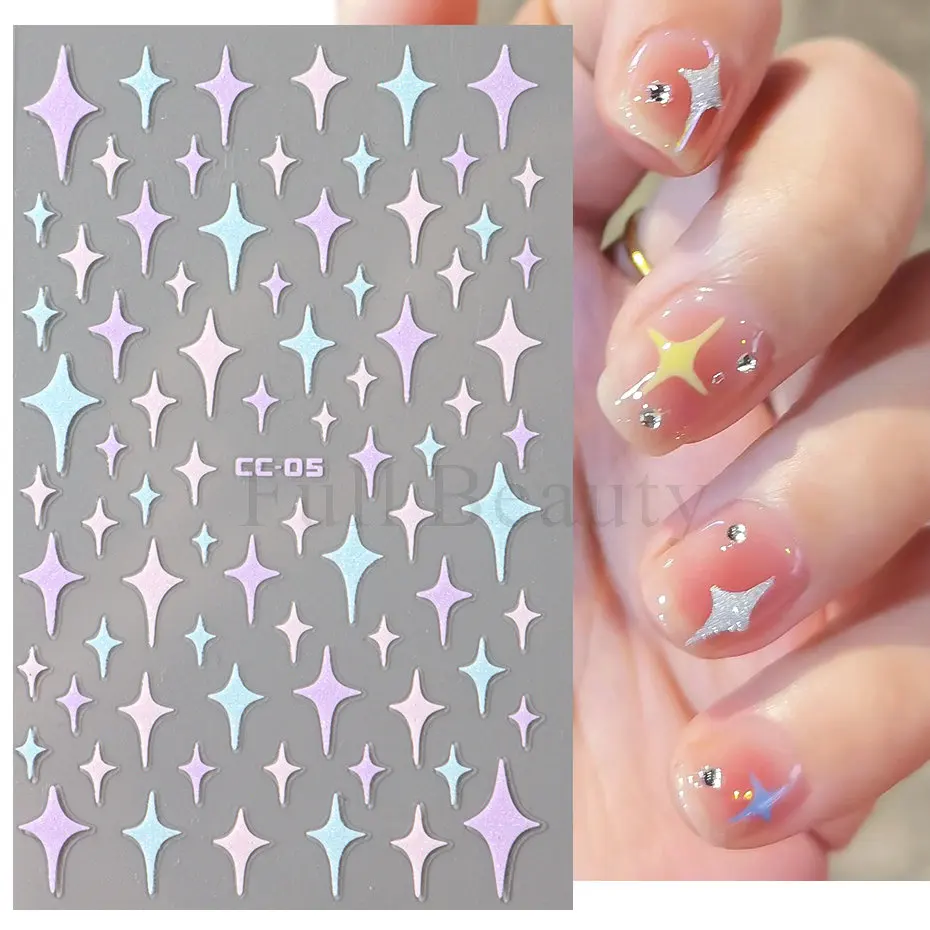 Colorful Stars 3D Adhesive Nail Decorations Sticker Macaron Color Lovely Irregular Pentagram Mangxing Decal Manicure Accessories