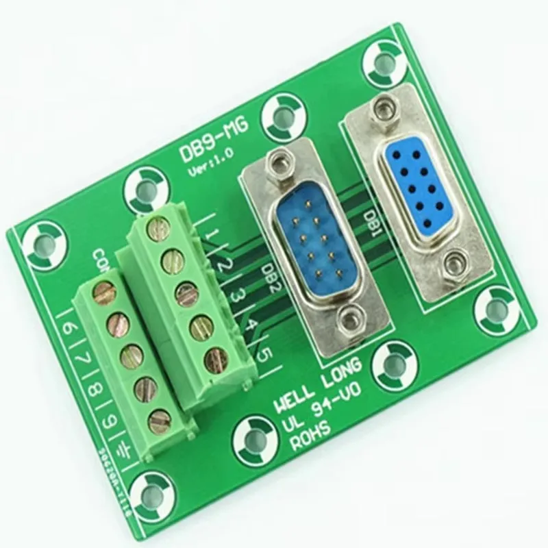 D-SUB DB9 Male / Female Header Breakout Board, Terminal Block, Connector.