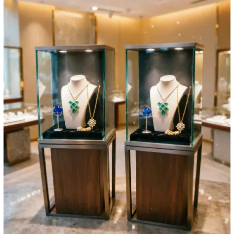 custom.Customizable  Luxury Round Glass Display Showcase Jewelry and Watches Retail Display