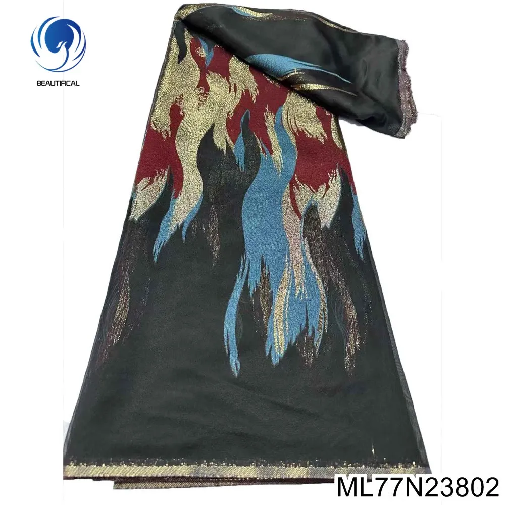 

2025 Новая красивая высококачественная нигерийская африканская цветная жаккардовая удобная кружевная французская ткань для свадебного платья ML77N238