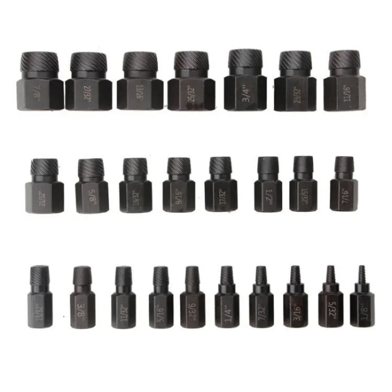 25Pcs Screw Extractor Set Hex Head Multi Spline Easy Out Bolt Broken remover