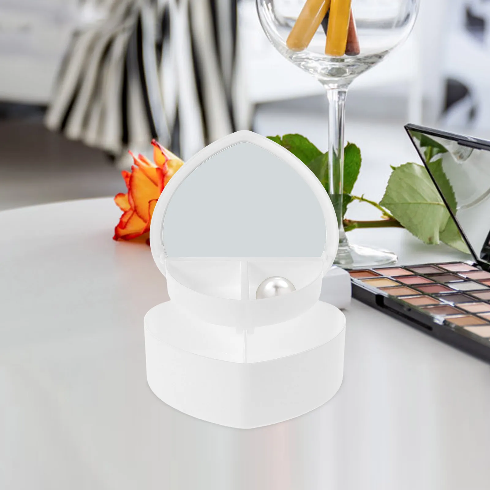 

Heart Jewelry Box Boxes and Organizers Vanity Mirror Earring Holder Pp Storage Shaped
