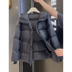 2025 Winter New Down Short Padded Jacket Women Parkas Fur Collar Thick Cotton Coats Clothes Black Beige Brown Outerwear Female