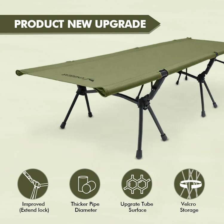 Ultralight Compact Travel Aluminum Camping Cot Adjustable Height Sleeping Cot Folding Camping Bed