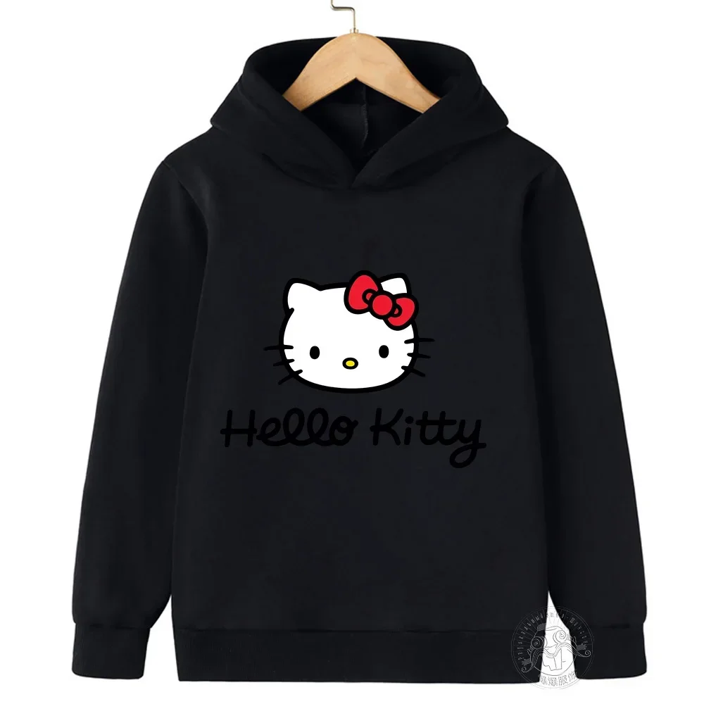 Disney-Sudadera con capucha de Hello Kitty Kawaii para niños, ropa de moda para bebés, sudadera cálida para niños, Tops para niños, otoño