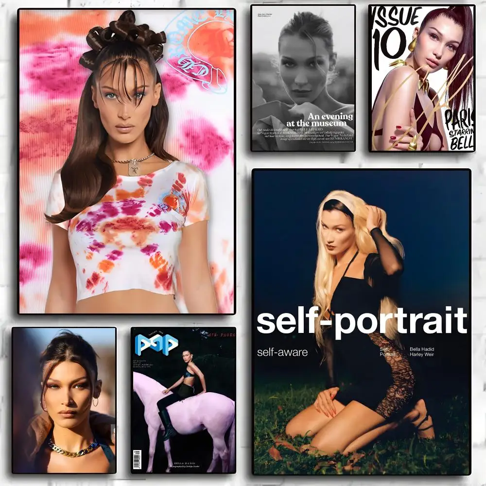 Model Bella Hadid Poster Self-adhesive Living Room Bedroom Party Bar Decor Moisture-proof Fade-resistant