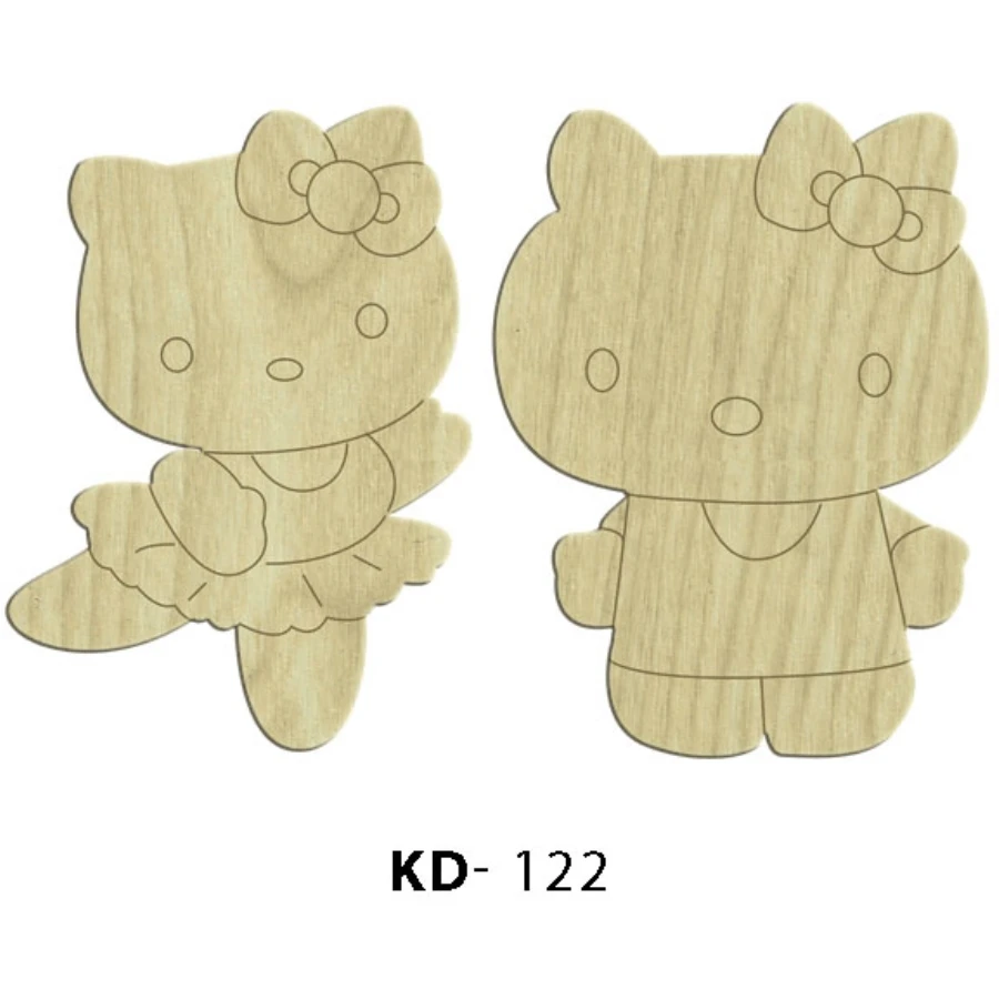 KD122 Cartoon Character 2li Set Wooden Package Ornament, Hobby Wood Ornament