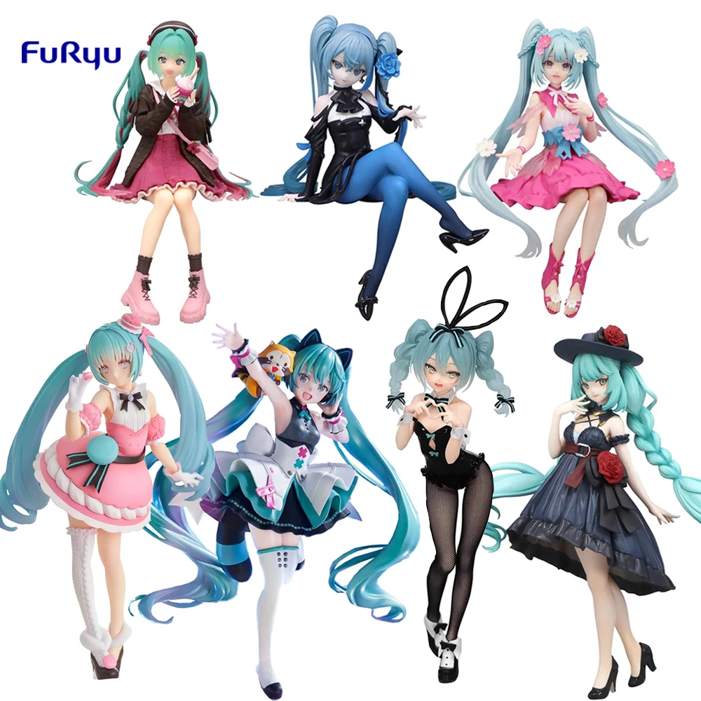 

In Stock FuRyu Hatsune Miku Rabbit Girl Ao Bara Flower Fairy Noodle Stopper Figure Kawaii Doll Original Anime Figure Model Toys