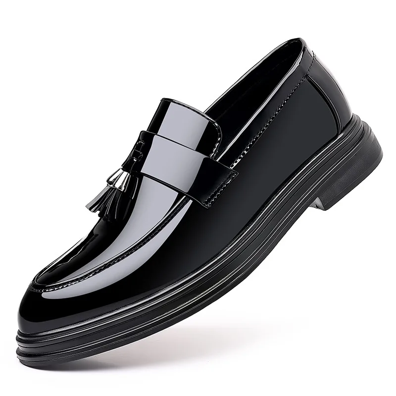 2026 New Men\'s Casual Business Leather Shoes Bright Black Wedding Banquet Dress Leather Shoes Large fashion Men\'s Shoes 38-48