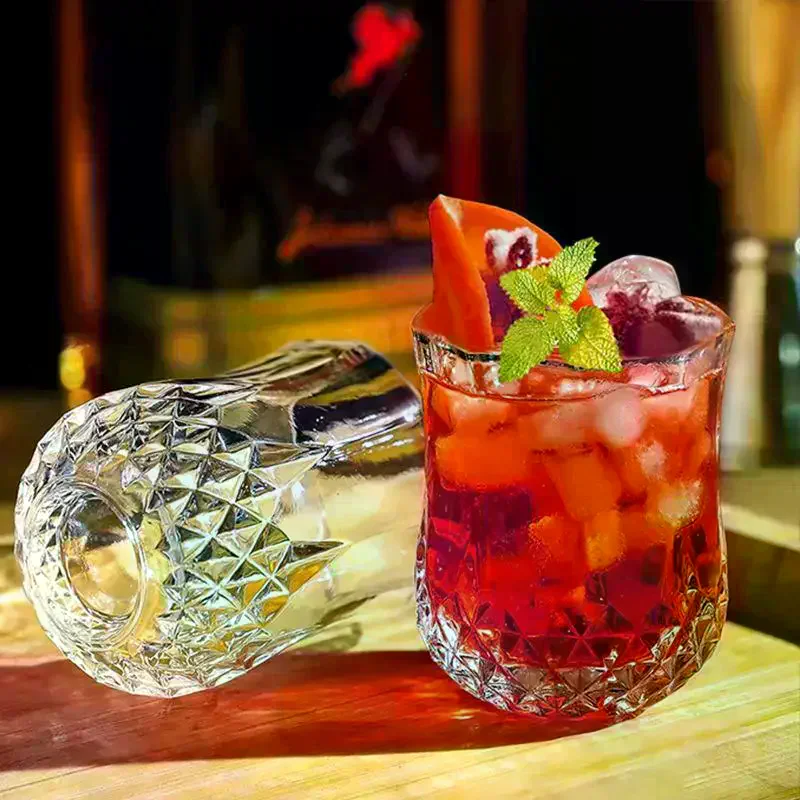 6Pcs 90ml Cup Diamond Cup Plastic European Retro Wine Cup One Mouth Cup Creative Vertical Pattern Cup