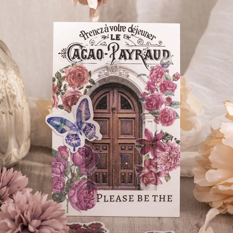 40 Blatt Vintage-Tür- und Fensteraufkleber mit Blumenmuster, exquisite botanische Designs und glatte Oberfläche, leicht abziehbar für handgefertigte Karten