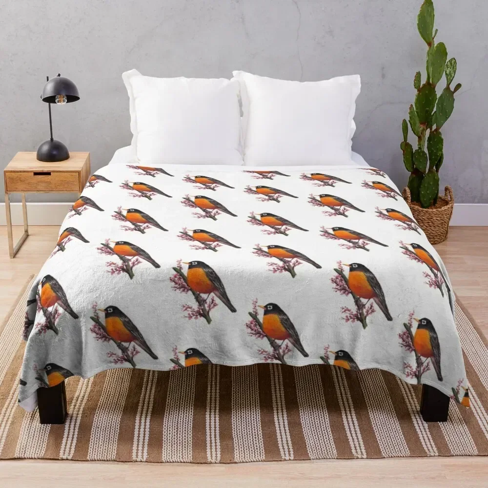 

American Robin Bird Throw Blanket Decorative Soft Throw Blanket for Couch Sofa