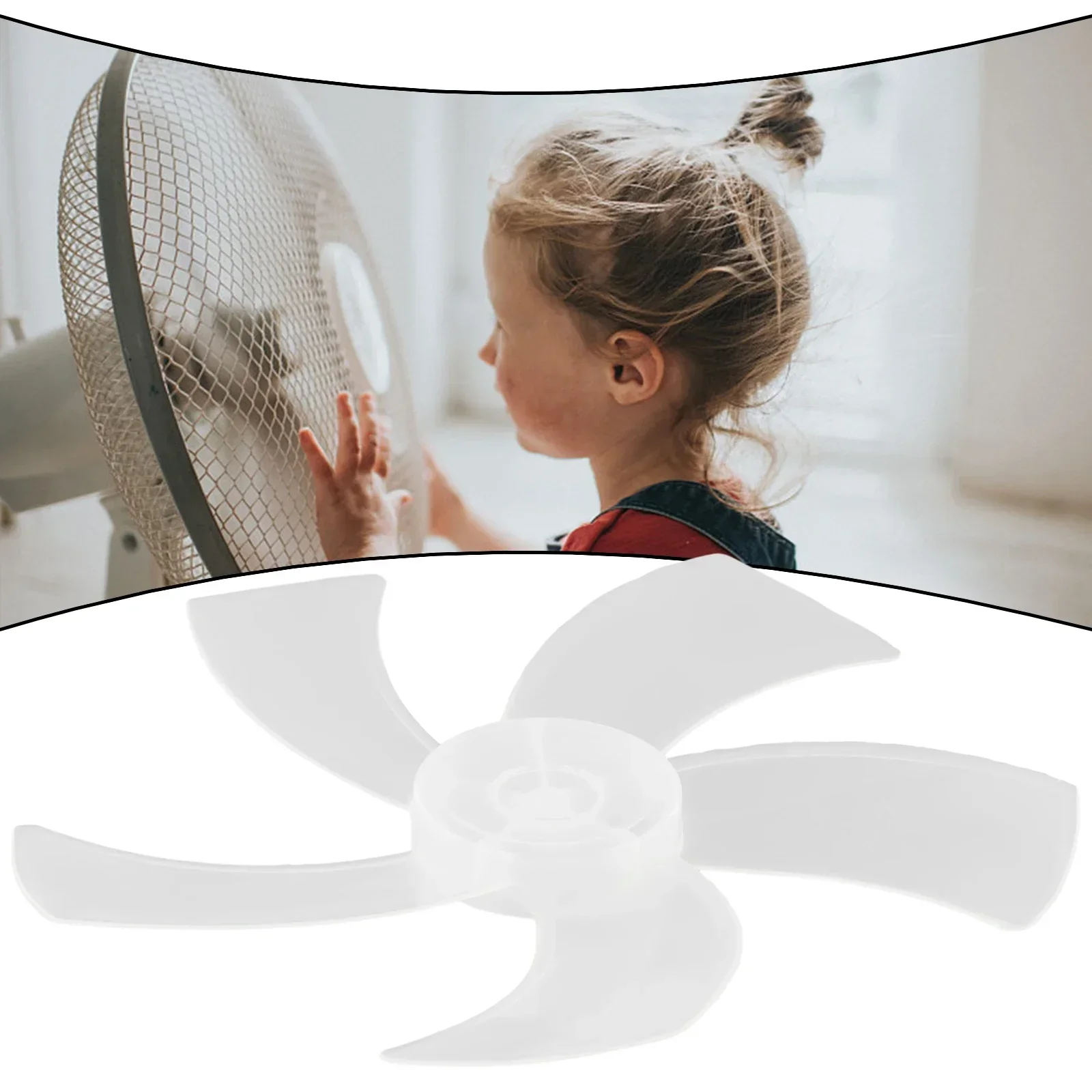 1pcs 16 Inch Household Plastic Fan Blade Five Leaves With Nut Cover For Pedestal Heating, Cooling & Air