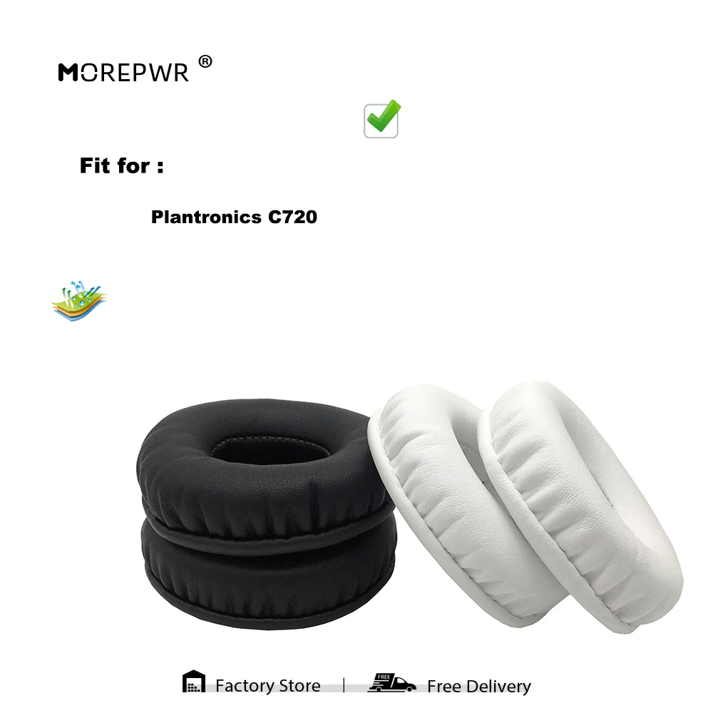 Morepwr, nueva actualización, almohadillas de repuesto para auriculares Plantronics C720, piezas de auriculares, cojín de cuero, funda de orejera de terciopelo