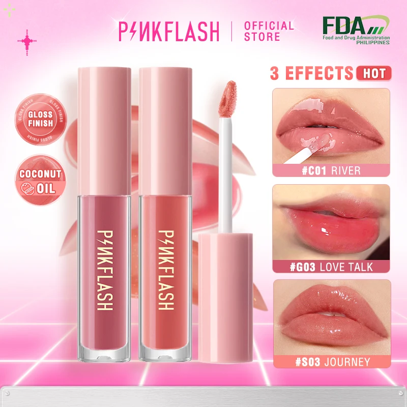 PINKFLASH-pintalabios líquido brillante, resistente al agua, brillo de labios hidratante de larga duración, brillo Natural, tintes de labios suaves,