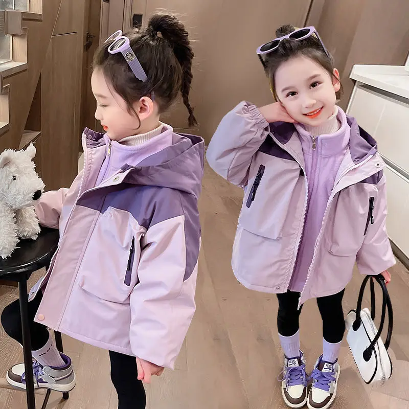 

Girls' Stormtrooper Jacket Autumn/Winter 2025 New Outdoor 3-in-1 Thick Hooded Top for Children Kids coat