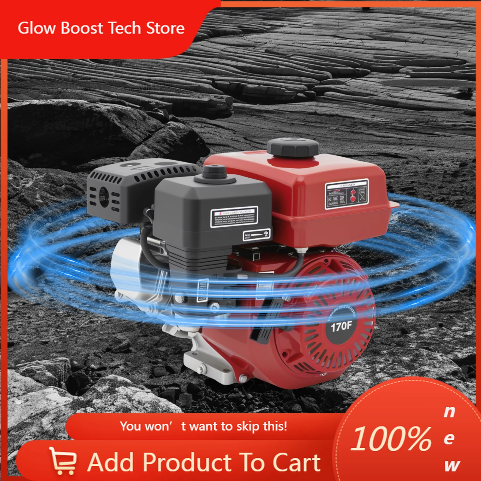 

GB212cc 4 Stroke Engine Single Cylinder Air-Cooled Motor with Large Fuel Tank for Go Kart Log Splitter Lawnmowers