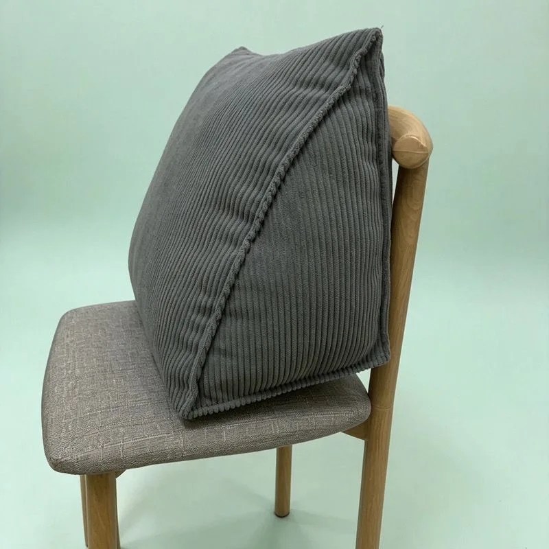 Corduroy Triangle Lumbar Support Cushion Office Chair Backrest Pad Ergonomic Seat Pillow for Long Sitting Washable Bedding