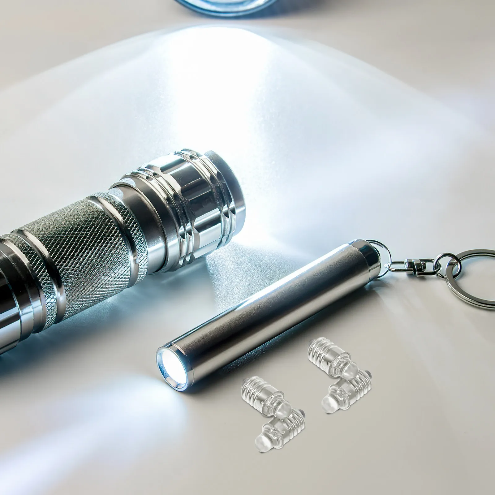 2Pcs Replacement LED Flashlight Bulb Socket 6V Miniature Round Bulb for Pocket Torch Light High Durability Metal Glass