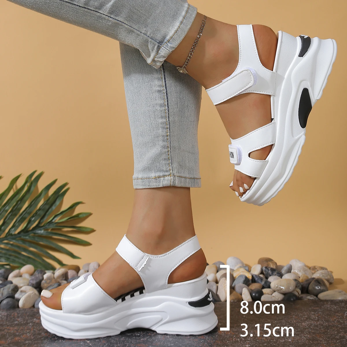รองเท้าส้นเตารีดแบบสวมสำหรับผู - Velcro Strap Sandal บทวิจารณ์และราคา