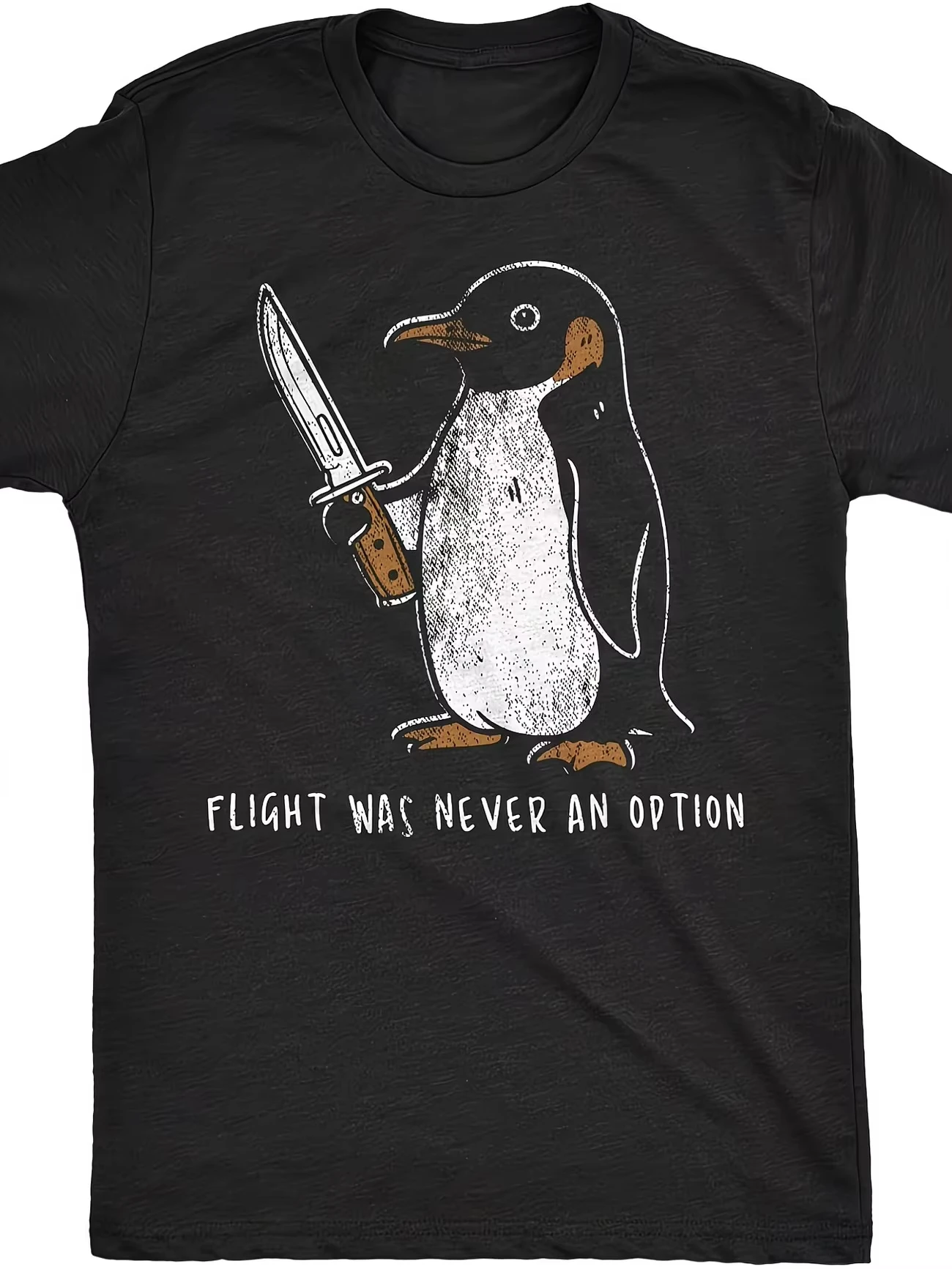 Flight Was Never An Option Penguin Streetwear Print Men's Clothing T Shirt Cotton Tee Women's Summer Funny Novelty Harajuku
