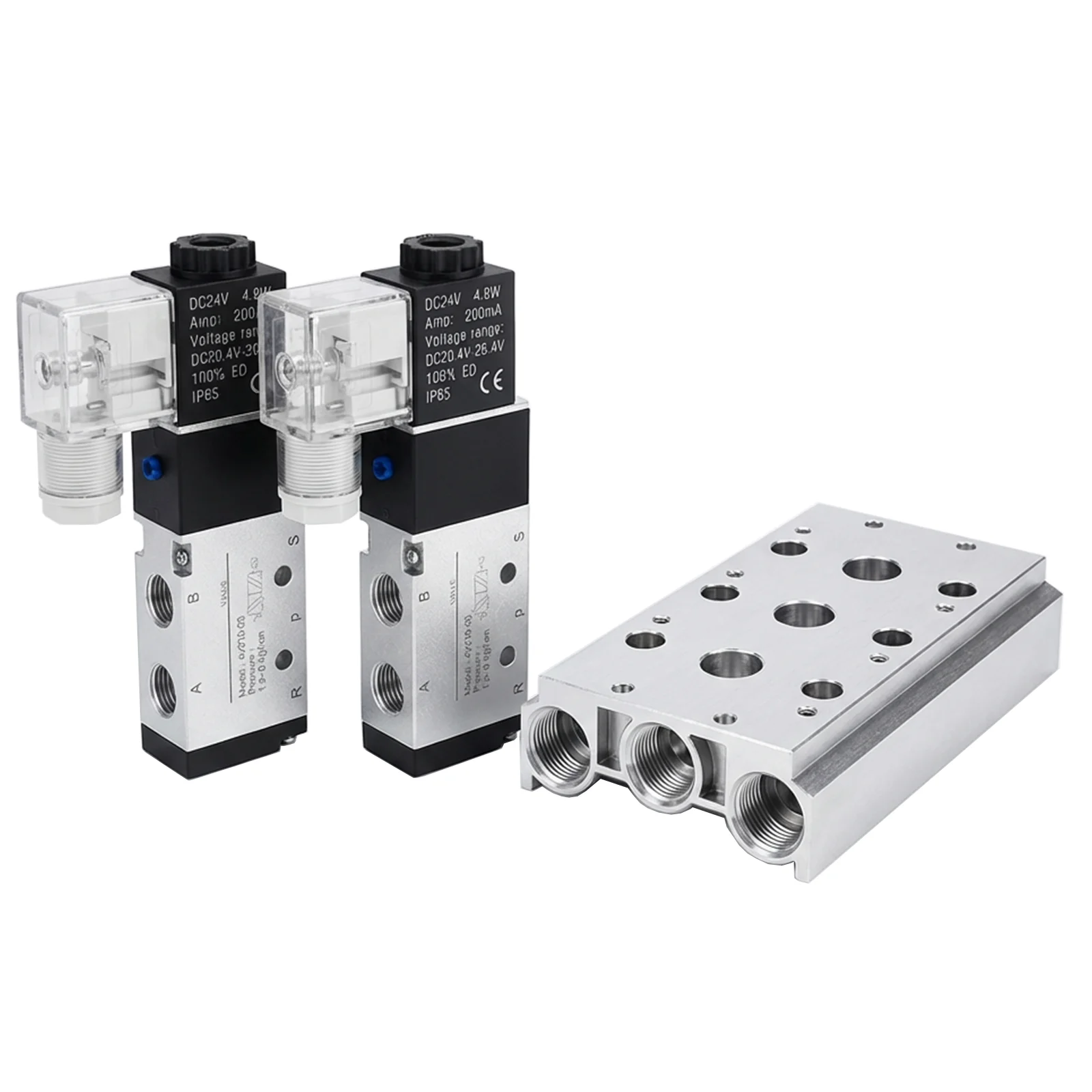 4V210-08 Pneumatic Solenoid Valve 12/24V DC 110/220V AC Electric Solenoid Block with Muffler Joint Base Manifold Multi Option