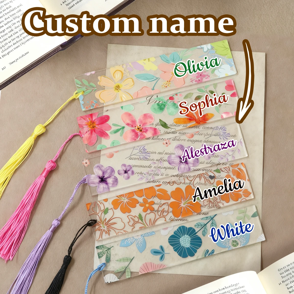 

Персонализированные закладки, закладки на заказ с кисточками, закладки с именем на заказ, подарки на день рождения с возможностью персонализации, акриловые закладки