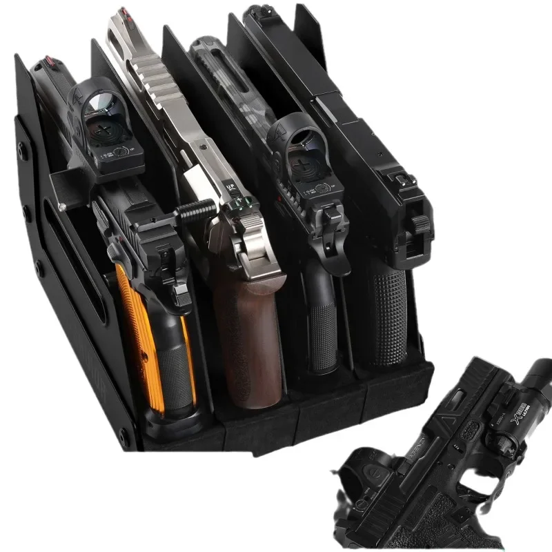 越境売れ筋ピストルディスプレイスタンドおもちゃの銃収納ボックスEVAフォームインナーサポート4グリッドピストル収納ラック