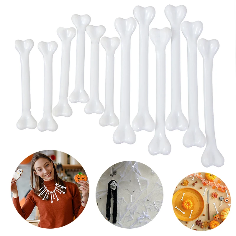 12pcs Plastic Mini Bones Simulation Of Human Plastic Skeleton Model Halloween Party Decor Supplies Props Kids Favor Creative Toy