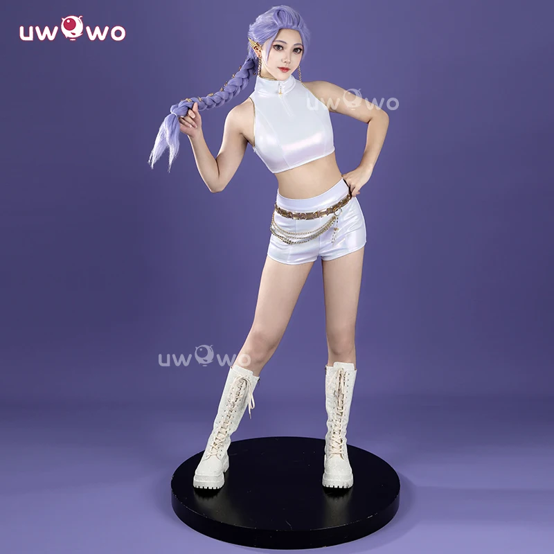 

UWOWO Rumi Cosplay Collab Series: Kpop Huntrix Rumi White Holographic Performance Cosplay Costume XS-3XL Halloween Costume