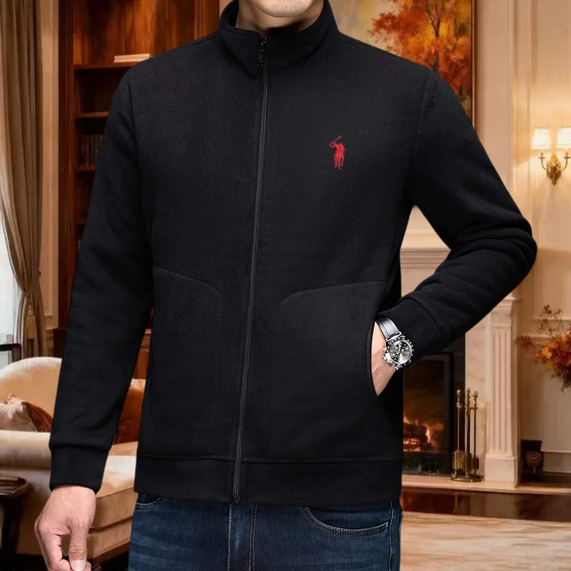 

High end brand autumn winter new item Paul brand exquisite embroidery thick jacket mens high-quality velvet warm zipper cardigan