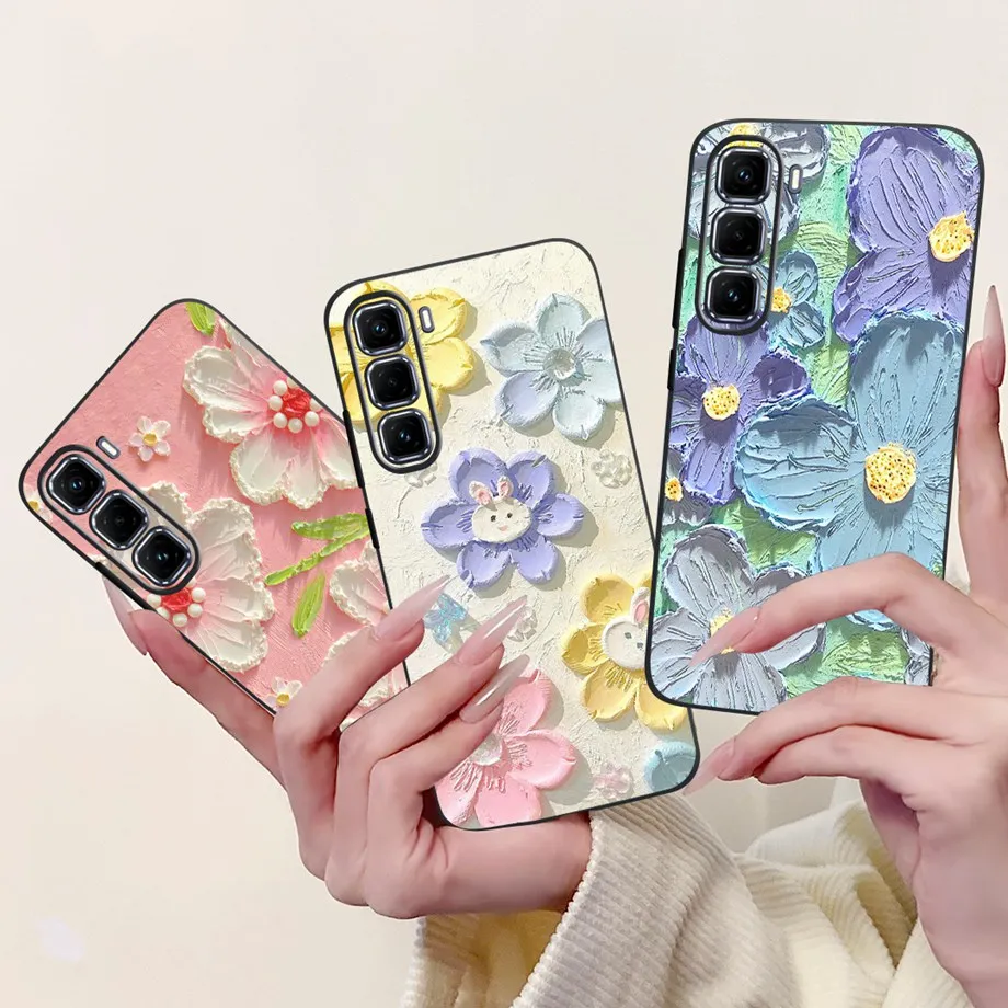 

Для Infinix Hot 50 Pro + 50i Hot50 Pro 4G Smart 9, чехол для телефона, задняя крышка, девчачий модный цветок, бабочка, краска, мягкий чехол из ТПУ