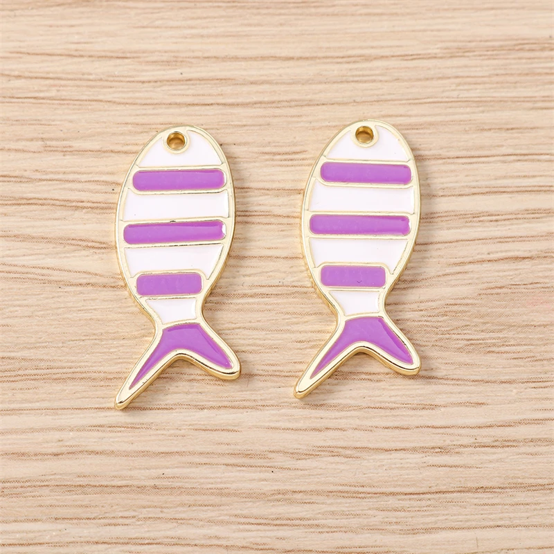 5 Stück 12x26mm Niedliche Bunte Emaille-Fisch-Anhänger für die Herstellung von Ohrhängern, Halsketten, Armbändern, DIY-Handwerk und Schmuckzubehör – Detail 9