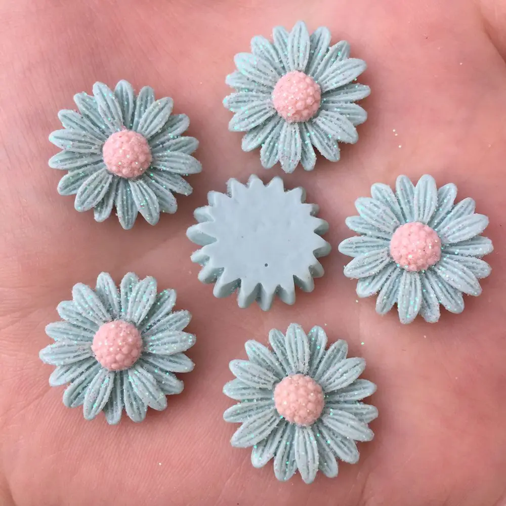 New 20pcs Resin 20mm Gold Powder Daisy Flatback Stone Scrapbooks Wedding DIY R89*2