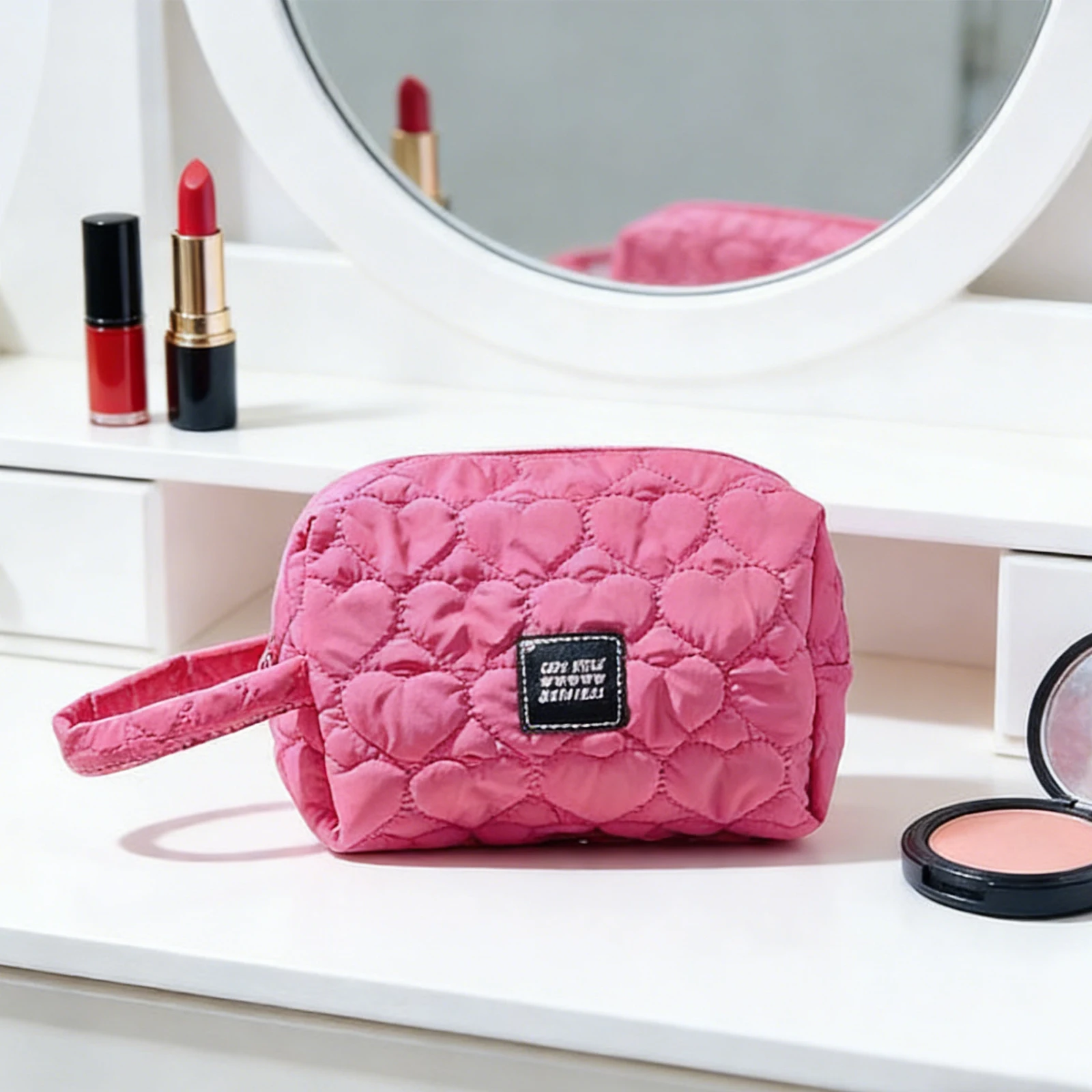 

Fashion Portable Cosmetic Bag-Rose Red