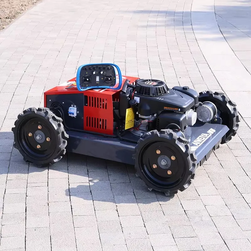 Customized all terrain remote control lawn mower four-wheel drive hillside weed cleaning lawn mower
