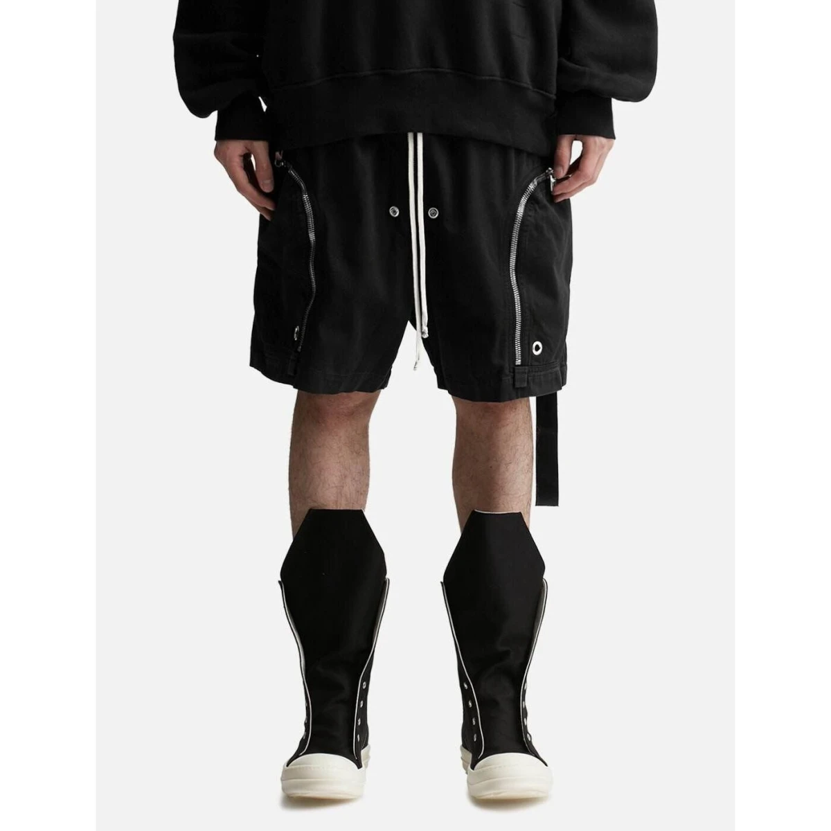 Dark Series RO Style Men's Workwear Shorts Five-Pocket Multi-Zipper Design Standard Fit Casual Mid-Calf Length Shorts