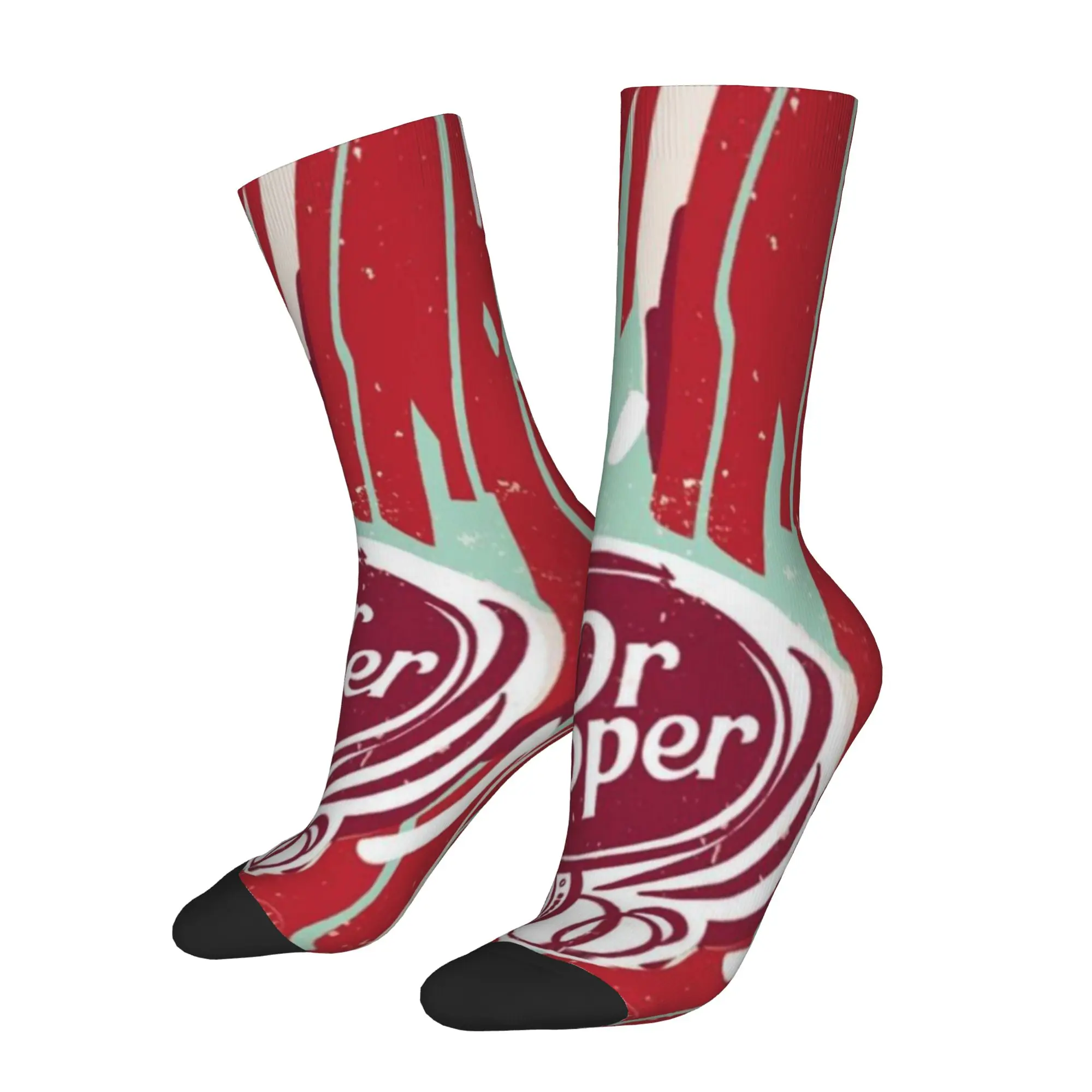 

1 пара забавных носков Dr Pepper Red (19) с качественным принтом в стиле Харадзюку, мужские носки с рисунком, оригинальные мужские носки