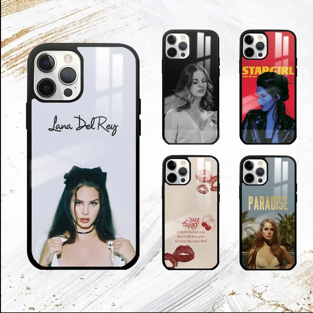 L-Lana D-Del Reys Singer Kraft Phone Case For iPhone 16 15 14 13 12 11 Pro Max Plus Mini PC Fashion mirror phone case