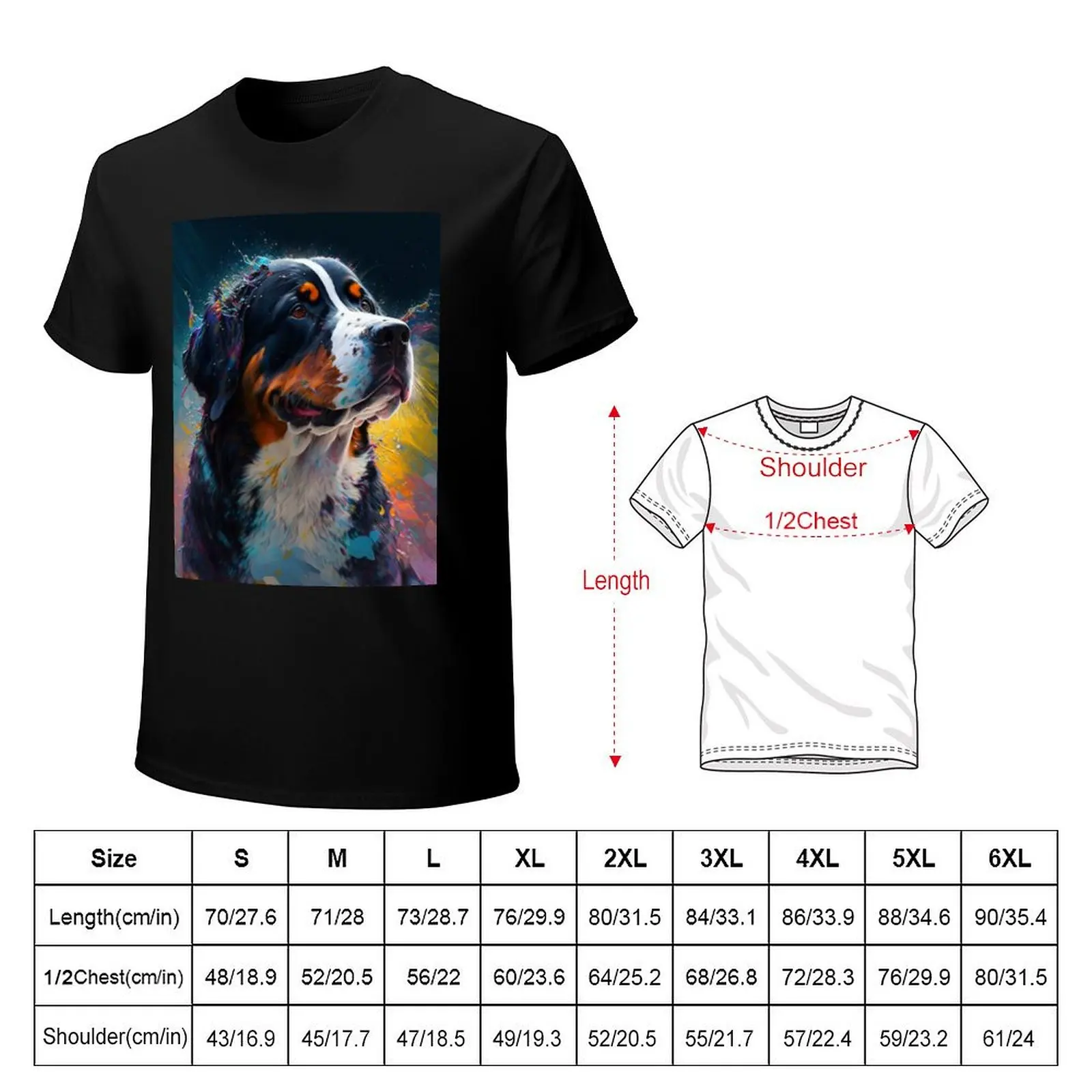 Greater Swiss Mountain Dog Synesthetic Splash Painting Artwork T-Shirt Fashion Print Casual Short Sleeve