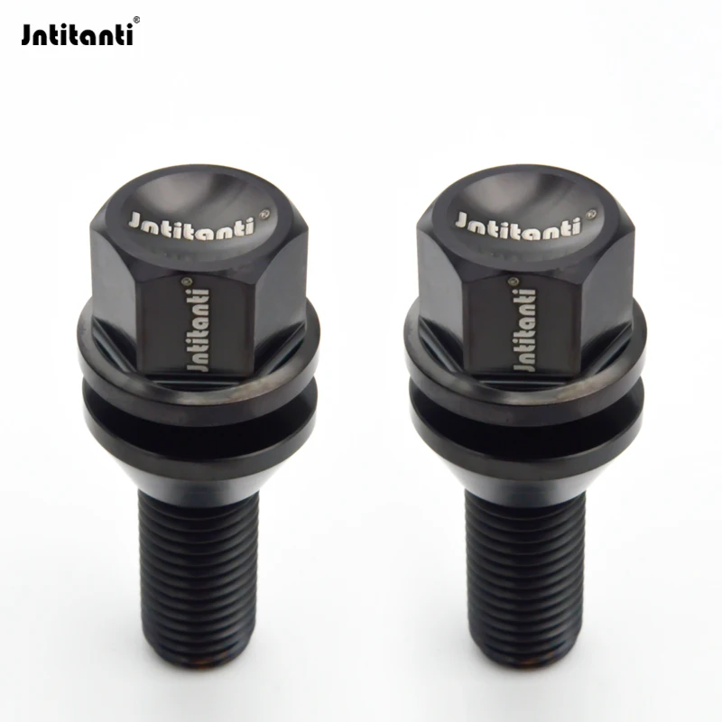 Jntitanti wheel Gr5 titanium bolt screw free cone washer M14x1.5x28/35/40/45/50/55/65mm for Maserati, Lamborghini,Volov ETC 10PS